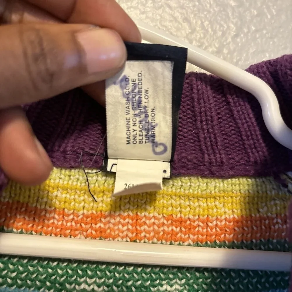 Gap Kids Small Fair Isle Knit Sweater Colorful‎ Rainbow Full Zip Chunky Layer
